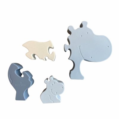 PETÚ PETÚ Alfie Silikonové puzzle Hippo Blue mix - 55006_001