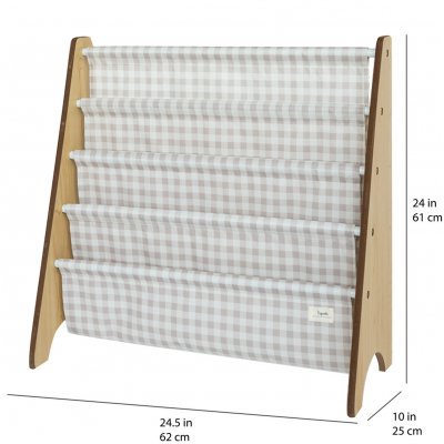 3 SPROUTS Stojan na knížky Recycled Gingham/Beige - 57118gb_001