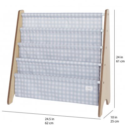 3 SPROUTS Stojan na knížky Recycled Gingham/Blue - 57188gl_001