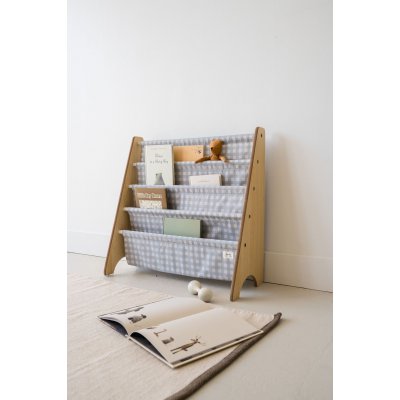 3 SPROUTS Stojan na knížky Recycled Gingham/Blue - 57188gl_003