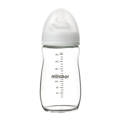 MININOR Skleněná kojenecká lahev 240ml 0m